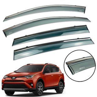Д/в Toyota Rav-4 2013-2019 нерж. з хром полоскою (Defl) 21043 фото
