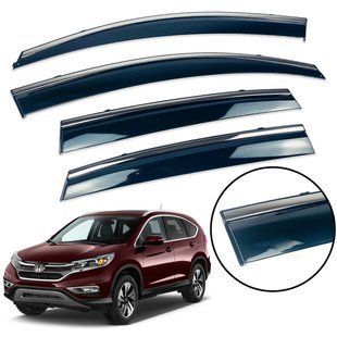 Дефлектори вікон (вітровики) Honda CR-V 2012-2017 нерж. з хром полоскою (Defl) 21002 фото