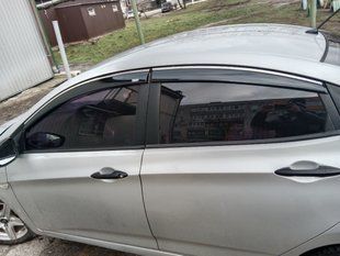 Вітровики з хромованим молдингом SD (4 шт, Niken) &mdash; Hyundai Accent 2011-2017 рр. 047hy100201 фото