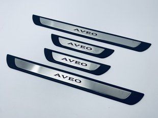 Накладки на пороги Chevrolet Aveo 4шт (Y-1 хром-пласт) (TAN24) 00-00011722 фото