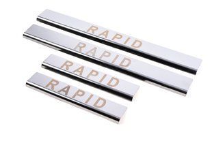 Накладки на пороги Carmos V1 (4 шт, нерж) &mdash; Skoda Rapid 2012-2019 рр. car300319 фото