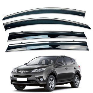 Дефлектори вікон (вітровики) Toyota RAV4 2013-2019 нерж. з хром полоскою (HAWK) 31408 фото