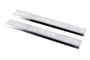 Накладки на пороги Carmos V2 (2 шт, нерж) &mdash; Opel Corsa C 2000-2006 рр. car0149 фото
