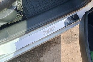 Накладки на пороги Carmos (4 шт, нерж.) &mdash; Peugeot 207 2006-2014 рр. car0165 фото