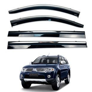 Д/в Mitsubishi Pajero Sport 2009-2015 нерж. з хром полоскою (Defl) 21065 фото