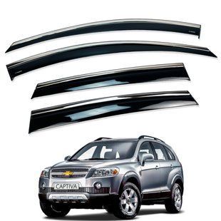 Дефлектори вікон (вітровики) Chevrolet Captiva / Opel Antara нерж. з хром полоскою (Defl) 21056 фото