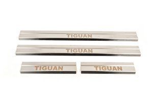 Накладки на пороги Carmos (4 шт., нерж.) &mdash; Volkswagen Tiguan 2007-2016 рр. car300148 фото